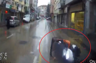 Yağmurda kayan motosiklet faciaya neden oluyordu