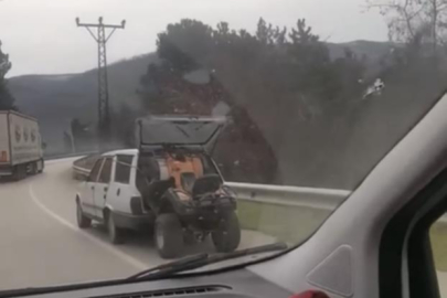Bursa’da tehlikeli taşımacılık kamerada