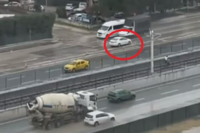 Ters şeritten böyle ilerlemeye çalıştı...