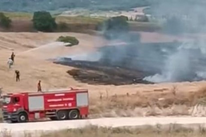 İnegöl'de buğday tarlası alev alev yandı