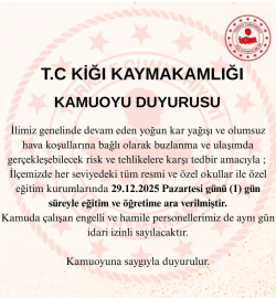 Bingöl’ün 2 ilçesinde eğitime 1 gün ara verildi