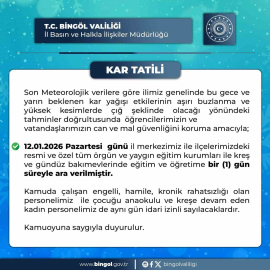 Bingöl’de eğitime 1 gün ara