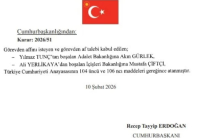 İçişleri ve Adalet Bakanlıkları Değişti...