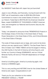 Trump, Japonya’nın 550 milyar dolarlık yatırım taahhüdü kapsamındaki ilk projeleri duyurdu