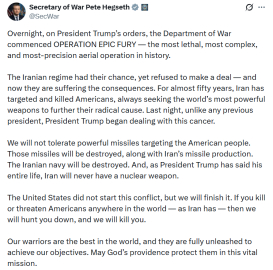ABD Savunma Bakanı Hegseth, İran’a yönelik açıklamalarda bulundu