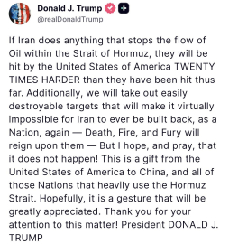 Trump’tan İran’a Hürmüz Boğazı uyarısı: "Yirmi kat daha sert şekilde vururuz"