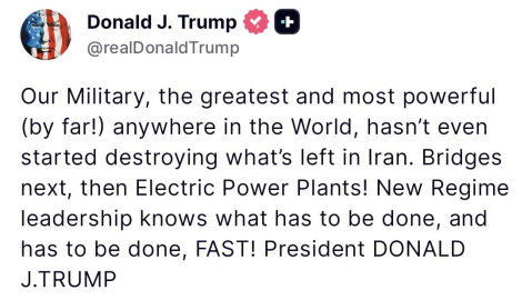 Trump’tan İran’a uyarı "Sırada köprüler, ardından elektrik santralleri var"