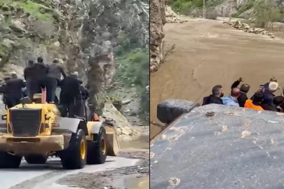 Kavaklı’da dere taştı: İşçiler kepçeyle taşındı
