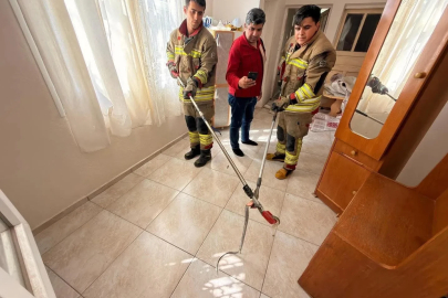 İskenderun’da eve giren yılanı itfaiye yakaladı
