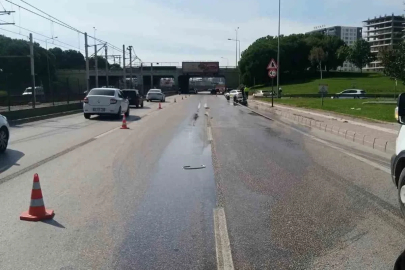 Bursa’da yola dökülen kimyasal madde paniğe sebep oldu, trafik kilitlendi
